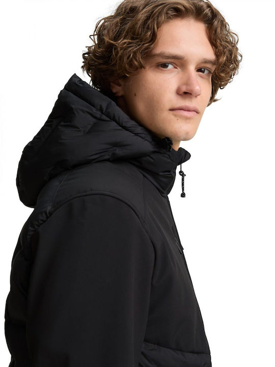 Geacă Puffer Waterproof și cu Protecție Împotriva Vântului Neagră