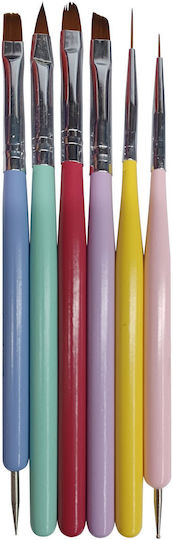 Set 6pcs Manicure Brushes Acrygel Dotting