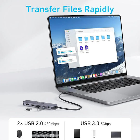 Anker USB-C Docking Station με HDMI 4K PD Μαύρο (A8357HA0)
