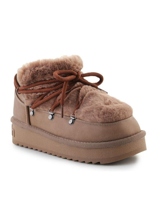 Nordic Trk Women's Ankle Boots with Fur Brown