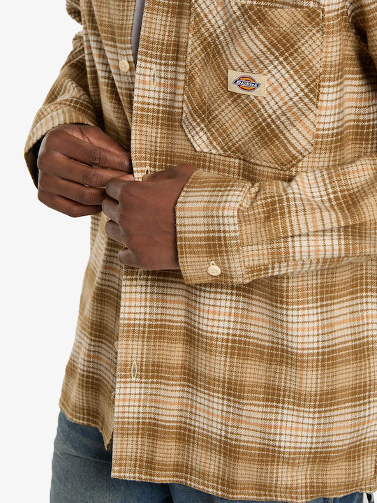 Long-sleeved Shirt Checked Wood Ash