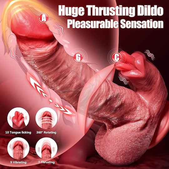 Smd Equalizer Realistic Vibrator Dildo 23cm Licking Thrusting & Heating Function Extra Thickness Flesh