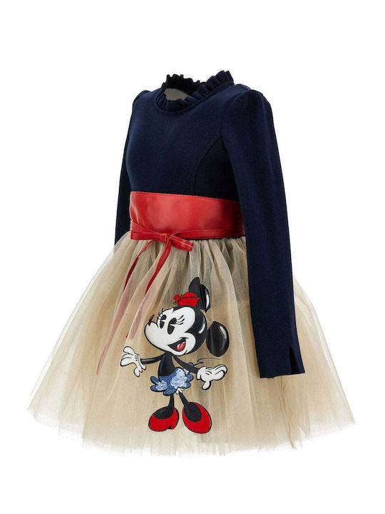 Girls Dress Long Sleeve Tulle Set with Accessories Blue