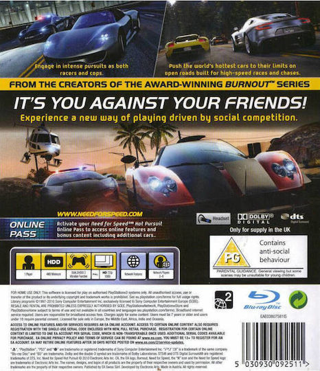 Need for Speed: Hot Pursuit PS3 Game (Used)