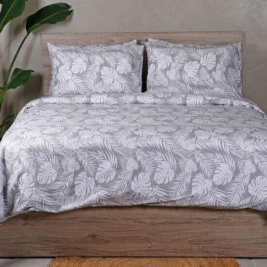 Sunshine Cotton Feelings 2038 Σετ Σεντόνια Διπλά με Λάστιχο 150x205+30εκ. Grey (4τμχ)