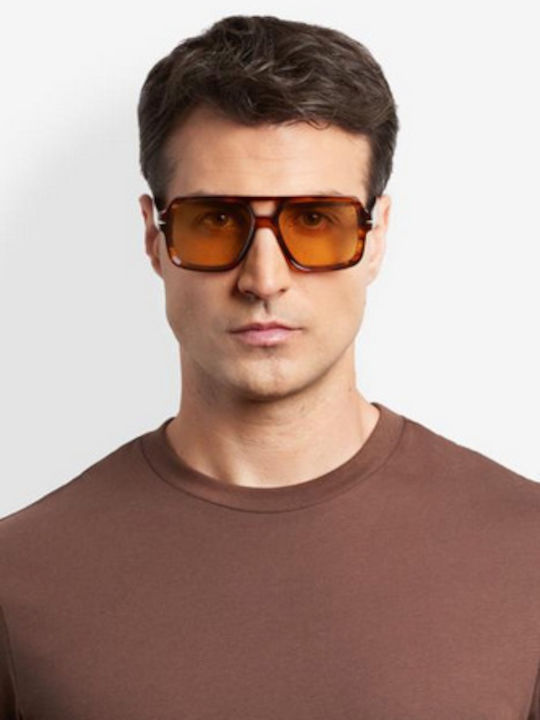 David Beckham Men's Sunglasses with Brown Tartaruga Plastic Frame and Yellow Lens DB 7151/S EX4/HO