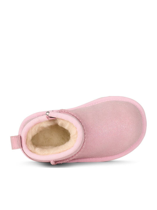 Classic Ultra Mini Ghete Copii din Suede cu Fermuar Roz
