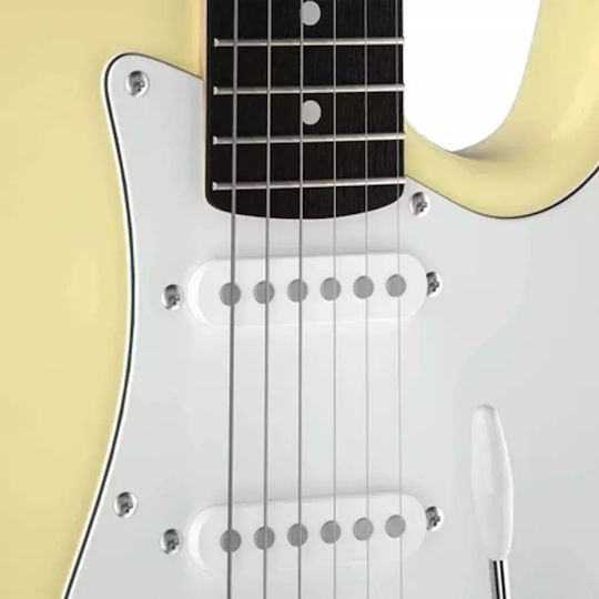 Donner Set Elektrische Gitarre Stratocaster Weiß mit Tasche