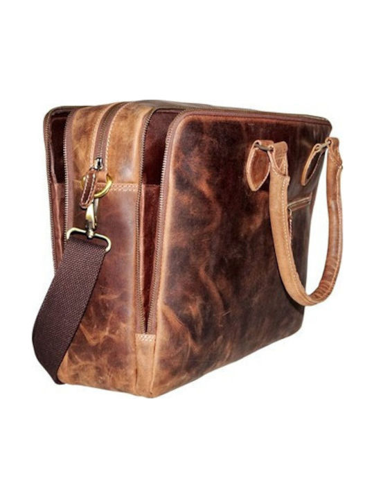 Leather Men's Briefcase Tabac Brown