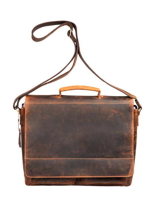 Leather Men's Briefcase Tabac Brown