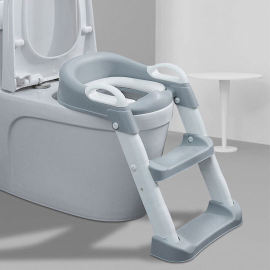 Loomy Zola Kleinkinder-Toilettensitz Grau Mit Stufe mit Griffen & Mit abnehmbarem Kissen