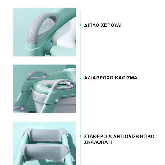 Loomy Figga Kleinkinder-Toilettensitz Blau Mit Stufe Mit Griffen & Mit abnehmbarem Kissen