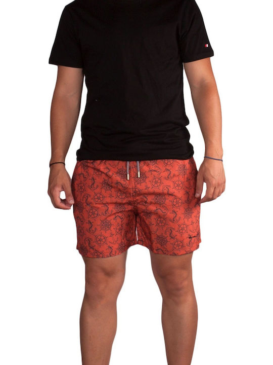 Leaf Men's Swimwear Shorts Orange with Patterns