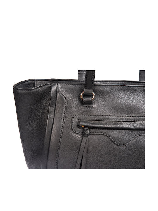 Leder Damentasche Schultertasche Schwarz