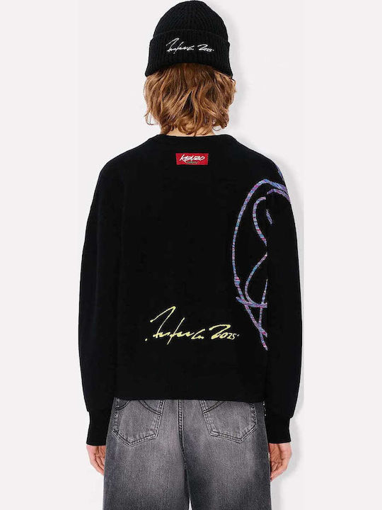 Women's Sweater Cotton Floral Black