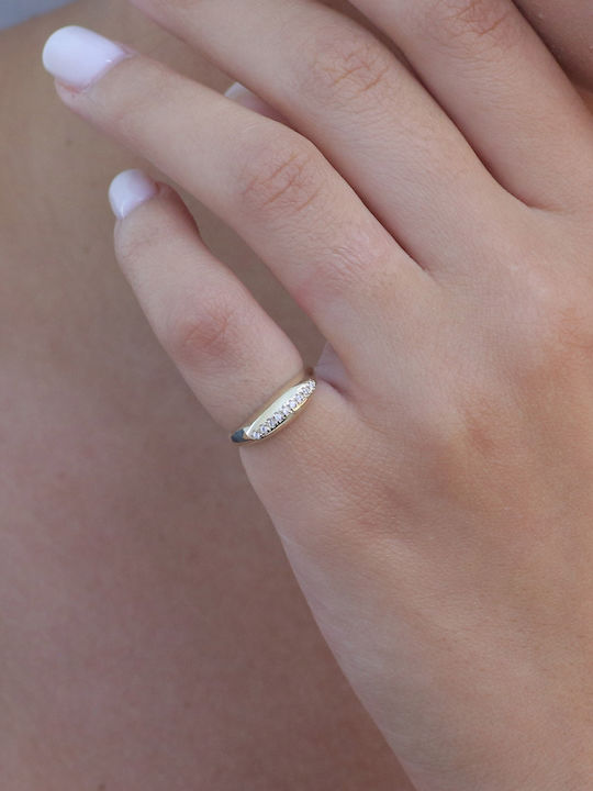 Damen Chevalier Ring mit Zirkonia aus Gold 9K