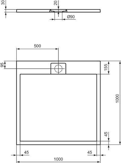 Ideal Standard Ultra Flat S I Life Quadratisch Künstlicher Stein Dusche x100cm Beige