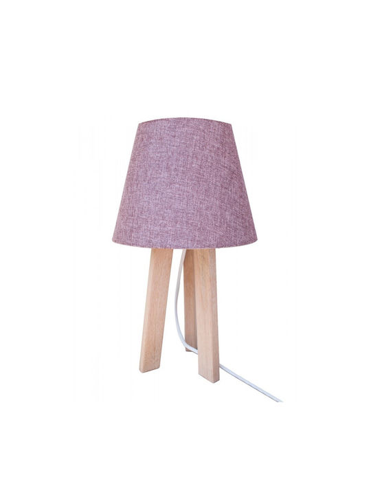 SteweHome Tischlampe Holz mit Hut Rosa Farbe