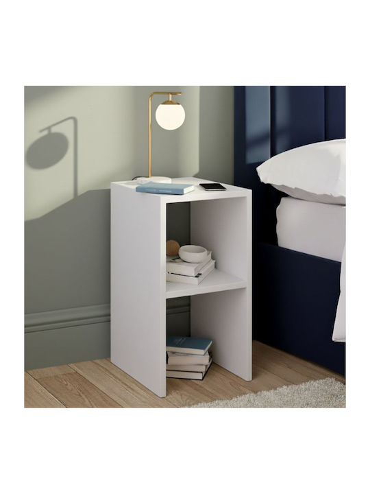 Tagore Wooden Bedside Table White 30x30x60cm