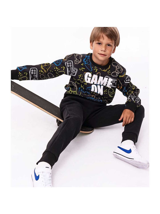 Kids Sweatpants Set Black 2pcs Game On