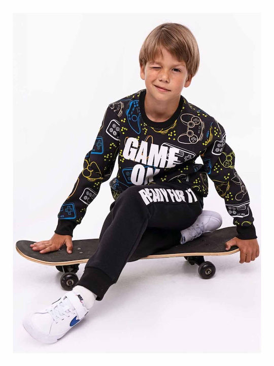 Kids Sweatpants Set Black 2pcs Game On