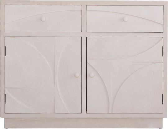 Μπουφές Ξύλινος με Συρτάρια Υπολευκό 107x38x82cm