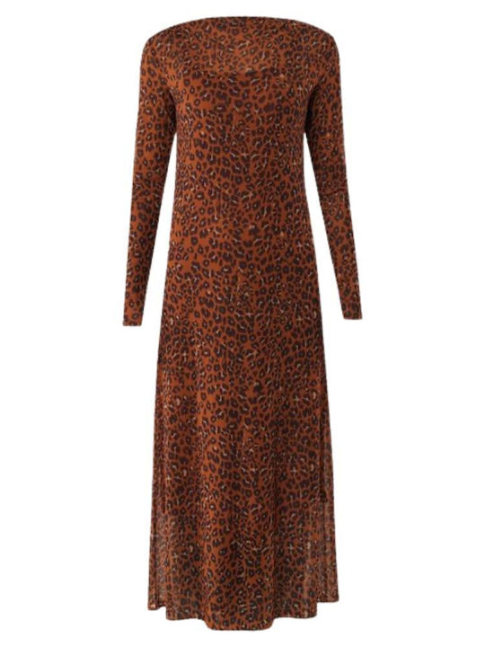 Rochie Midi De Seară Cu Plasă Leopard