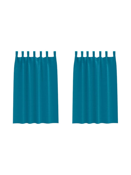 vidaXL Turquoise Blackout Window Curtains Set with Tab Top 140x175cm