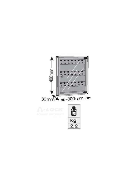 Viometal LTD Wand-Schlüsselanhänger Metallisch 1524 24 Haken Braun 24 Haken Mit Schloss 30x3x40cm