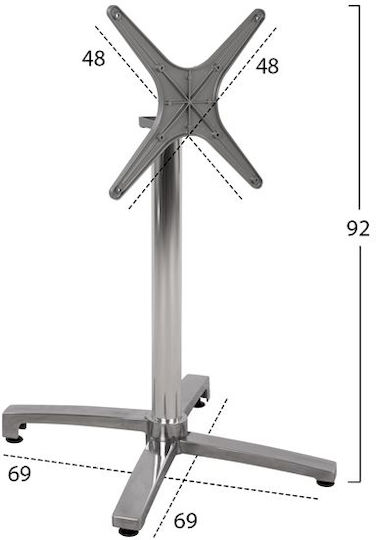 HomeMarkt Folding Table Stand made of Aluminum with Regulator Chrome 69x69x73cm