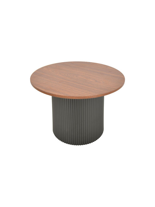 Rotund Măsuță auxiliară Dovel din Lemn Masiv Καρυδί-μαυρη L70xW70xH40cm.