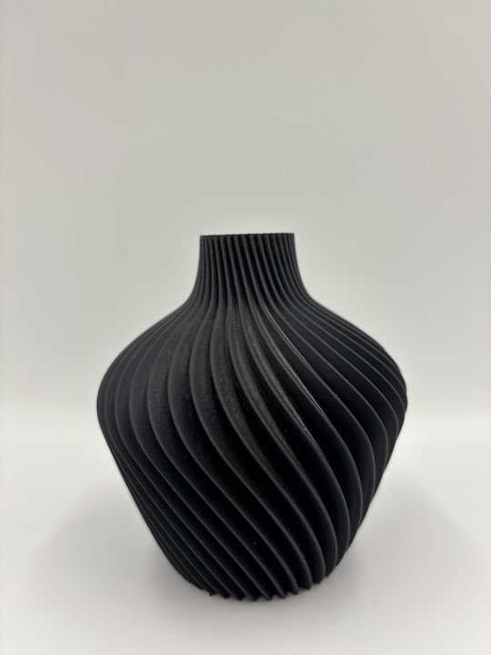 Decorative Vase Spiral Design Black 9x3x12cm