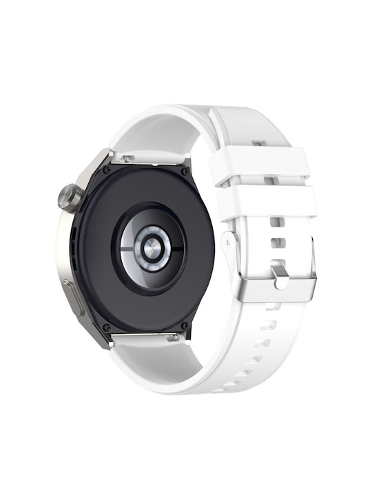 Huawei Watch Gt3 42mm 20mm Huawei Watch Gt2 42mm Watch 2 20mm Honor Magic Watch 2 42mm 20mm Προεξέχουσα Κεφαλή Λουράκι Σιλικόνης 20mm Ασημένια Πόρπη White