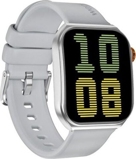 Weofly Edge 2 Aluminium 45mm Smartwatch με Παλμογράφο (Ασημί)