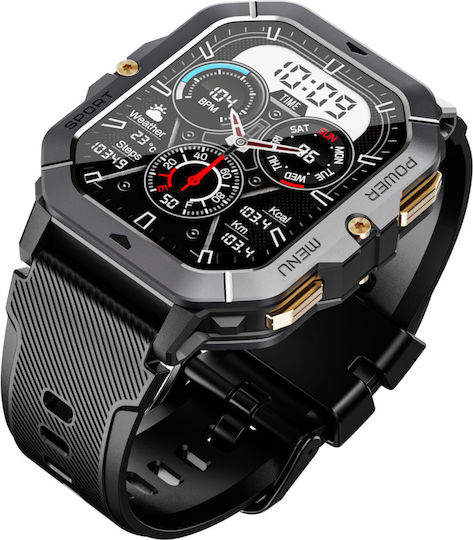 Oukitel BT101 Smartwatch με Παλμογράφο (Μαύρο)