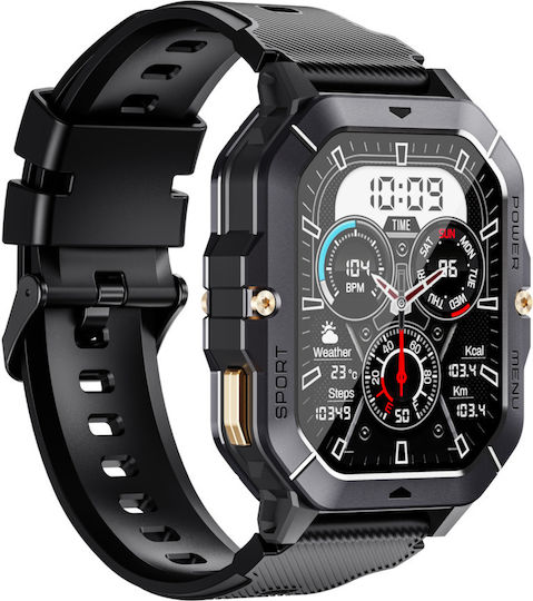Oukitel BT101 Smartwatch με Παλμογράφο (Μαύρο)