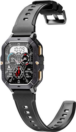 Oukitel BT101 Smartwatch με Παλμογράφο (Μαύρο)