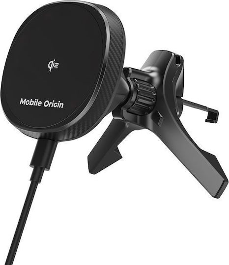 Mobile Origin Βάση Κινητού Αυτοκινήτου με Μαγνήτη και Ασύρματη Φόρτιση MagSafe Μαύρη
