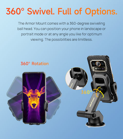 Ulefone Armor Mount Поставка за Мобилен Телефон за Кола с регулируеми куки Черна