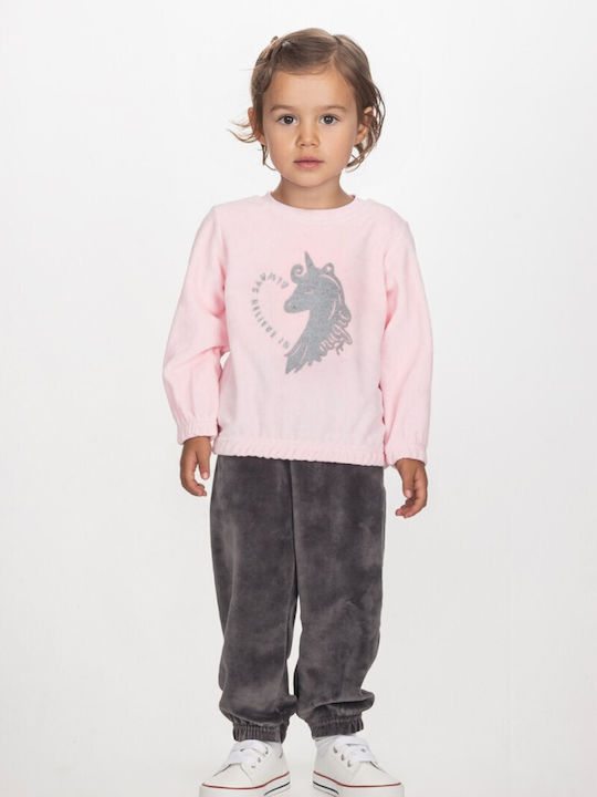 Kids Sweatpants Set Pink 2pcs Believe