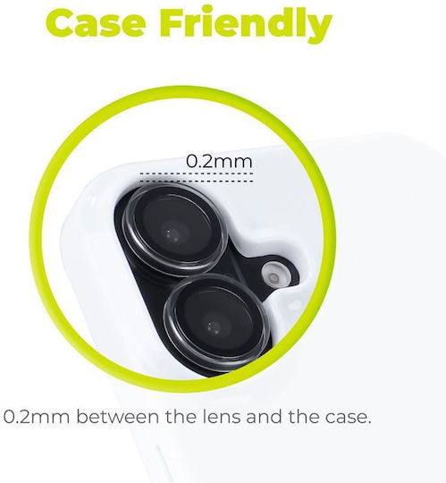 Set 2 Mobile Origin Sapphire Lens Guards Camera Protection Compatible Iphone 16 16 Plus Clear