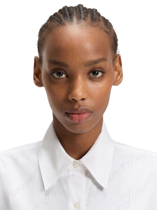Langärmelig Damen Hemd White