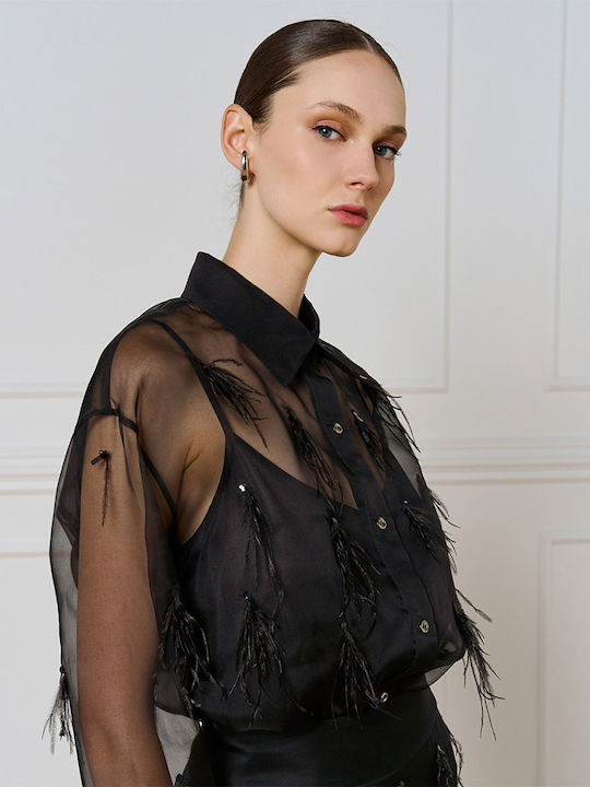 Langärmelig Damen Hemd Black