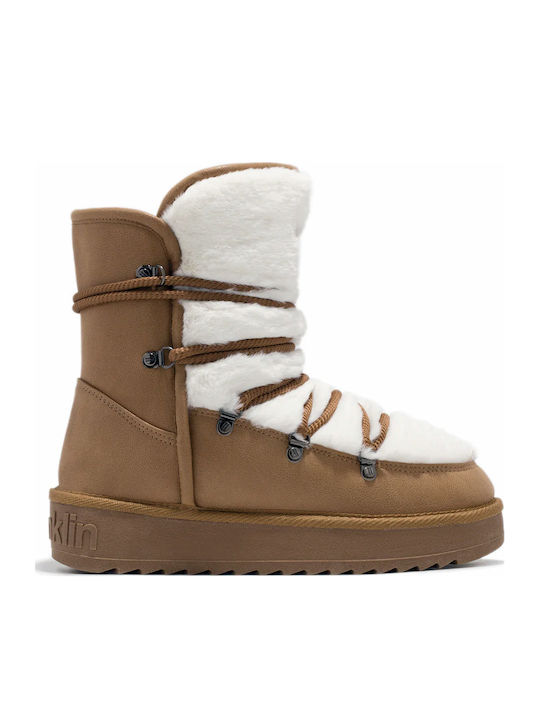 Nordic Trk Women's Snow Boots with Fur Tabac Brown