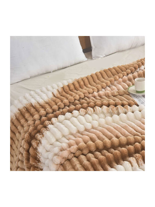 SpitiBazaar Blanket Velvet Single 160x240cm Brown - White