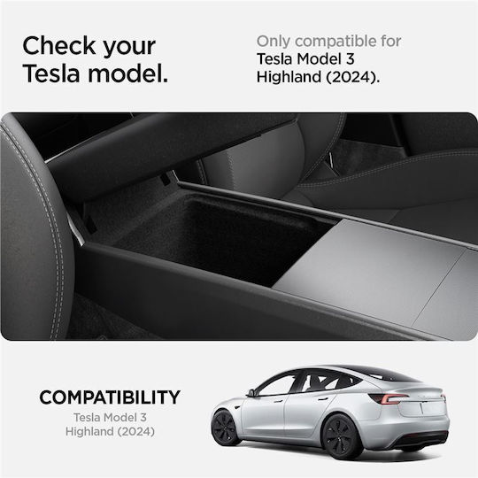 Spigen Tesla Armrest Console Organizer Black Tesla Model 3 2024 Acp07409