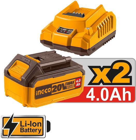 Ingco Κρουστικό Σκαπτικό Πιστολέτο Μπαταρίας Brushless 20V 2x4Ah με Υποδοχή SDS Plus CRHLI202682E