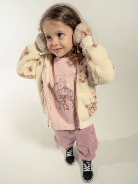 Kids Sweatpants Set With Jacket Pink 3 Pieces