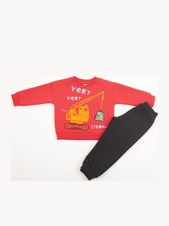 Kids Sweatpants Set Red 2pcs