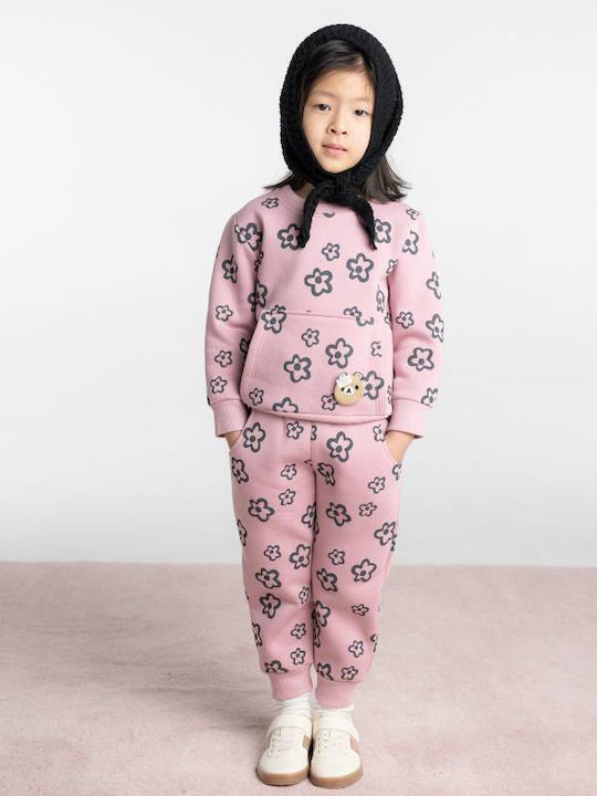 Kids Sweatpants Set Pink 2pcs